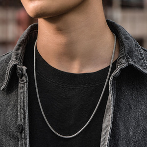 铂金项链男pt950素链潮流时尚简约个性细锁骨链单链挂件配首饰品