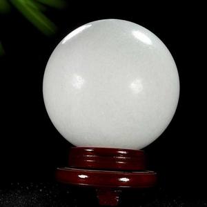新品天然玉石转动水球春摆件宅运隆63833633白圆球白玉球圆昌石客