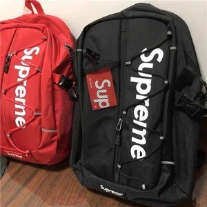 潮牌男时尚supreme双肩包休闲大容量书包女嘻哈学生反光滑板背包