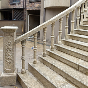 定制石材栏杆石头柱子圆柱大理石楼梯扶手花岗岩护栏围栏阳台户外
