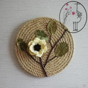 麻绳树枝装饰挂件原木墙面复古风创意个性圆盘壁饰手工工艺品成