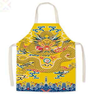龙袍围裙御膳房黄马褂印花围兜围沿厨房无袖罩衣国潮古代中国风