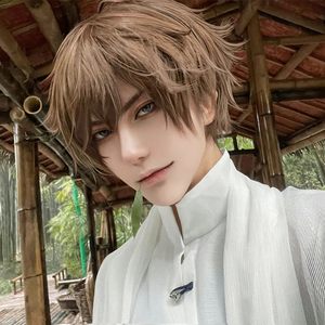 假发 男短发夏王者荣耀李白cos万用假毛古风直发全头套蓬松假发套