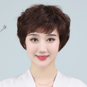 恒发假发短发女妈妈真发全头套全真发 a744款