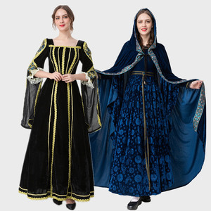 欧洲中世纪复古宫廷皇后装公主连衣裙万圣节派对女王话剧礼服女巫