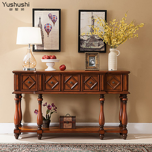 美式玄关柜全实木斗柜做旧装饰柜进门入户隔断柜子欧美门厅柜边柜