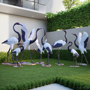 户外大型仿真仙鹤摆件丹顶鹤雕塑动物鸟模型花园庭院白鹭水池装饰