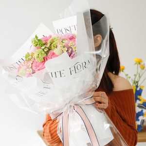 防水简约鲜花花束包装纸白色英文包花纸花艺珠光纸礼品礼物资材