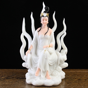 九尾狐娘娘神像真身九姑娘白狐红狐青丘灵狐佛像体供奉汉白玉摆件