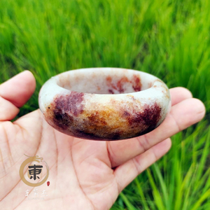 东薪杰佘太翠 红草花收藏款天然玉石佘太玉精品民族风手镯饰品