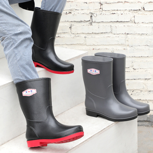 军登时尚雨鞋男胶皮鞋水鞋雨靴中筒防雨防滑防水加厚加绒耐磨胶鞋