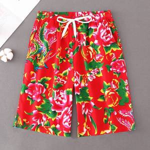 大花布夏款女短裤 网红时尚东北花裤衩 大裤头薄款宽松外穿休闲裤