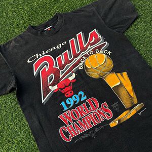 美式复古重磅vintage1992芝加哥公牛chicagobulls大码短袖t