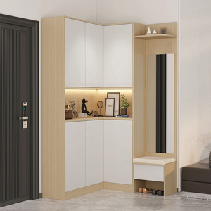 定制入户转角鞋柜玄关柜一体现代简约进门实木家用门口屏风隔断柜