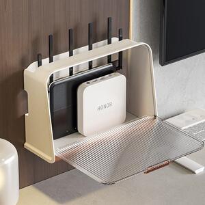 日本进口mujie路由器收纳盒免打孔电视机顶盒wifi光猫置物架子电