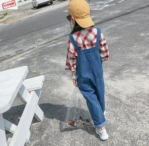 背带裤.女小学生春