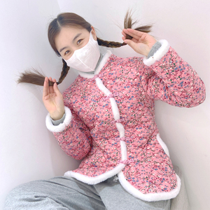 抖音丫妈小乔同款中国风大花过年炸街网红小花棉袄东北民族风花袄