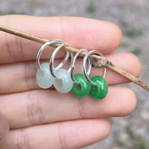 【纯银保证】925纯银耳环天然平安扣耳圈气质耳扣足银耳钉耳坠女