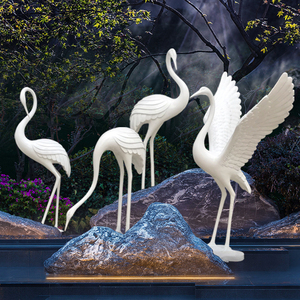 玻璃钢白色仙鹤雕塑小区酒店喷泉售楼部仿铜白鹭摆件婚庆道具定制
