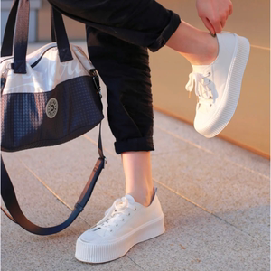 徐璐杨丞琳同款jilsander小白鞋系带厚底鞋松糕底饼干鞋休闲鞋子