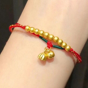 周六福999足黄金莲蓬转运珠手链好事连连3d硬金十全十美纯金珠子