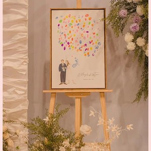 定制趣味指纹签到板婚礼DIY涂鸦创意签到墙结婚祝福签名画签到树