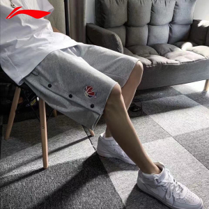 中国李宁夏双排扣短裤男cba赞助球员版透气情侣运动宽松纽扣裤女