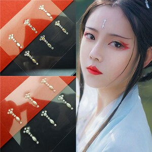 眉心贴古装汉服水钻眉心贴银色额贴金色花钿仙气中国风摄影写真古