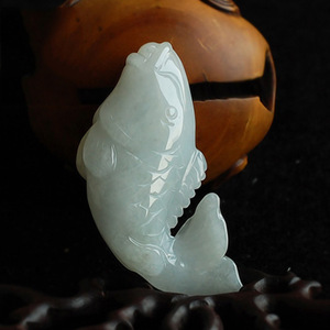 精品一元拍卖 翡翠立体年年有余挂件挂佩  立体鱼吊坠