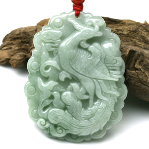 一元精品拍卖 翡翠凤凰玉吊坠 女款项链毛衣链女士玉佩