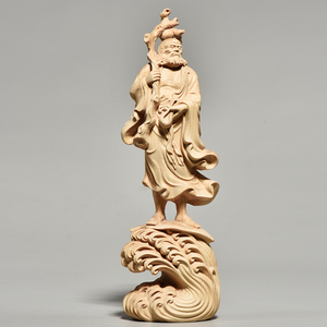 小叶黄杨木雕摆件雕刻工艺家居饰品实木佛像礼品达摩祖师一苇渡江