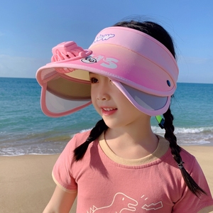 儿童带风扇帽充电夏天遮阳防晒帽男孩防紫外线女童空顶拉板太阳帽