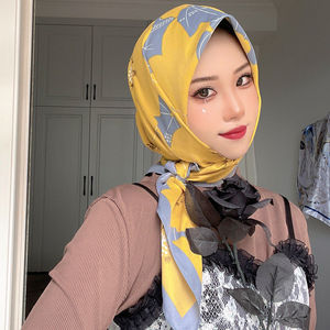 穆斯林方巾百搭90cm透气防滑包头巾时尚新款回族纱巾女丝巾休闲