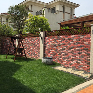 京坊花园装修外墙砖饰装饰背景墙文化砖红砖别墅室外红色庭院