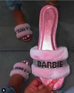 Barbie slippers复古芭比烫钻千禧y2k平跟鞋凉鞋拖鞋家居外出女