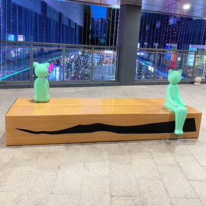 玻璃钢休闲椅商场儿童卡通动物雕塑公共休息座椅户外公园景观坐凳