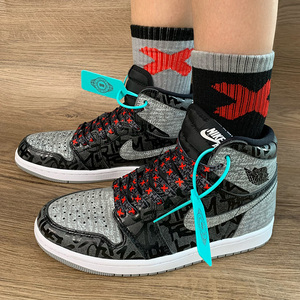 适配aj1 retro high og rebellionaire 球鞋叛逆禁穿黑灰扁平鞋绳