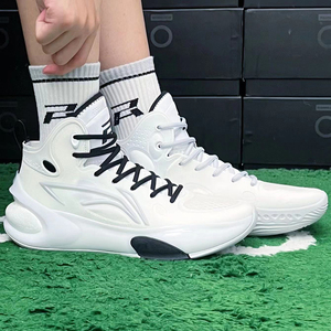 适配lining李宁驭帅17黑白中帮篮球鞋cmfy半圆鞋带绳纯棉袜子男女