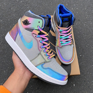 nkmy原创适配aj1变色龙二次元3m全息反光lol炫彩cmfy鞋带