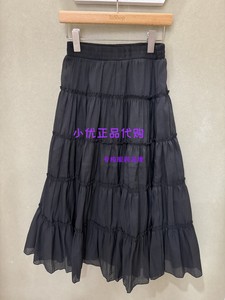 InShop女装商场同款2024年新款长裙黑色百褶半身裙0624B35003-298