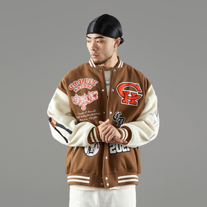 couple hunnid 谢帝 ch地狱犬拼色棒球夹克男秋新款休闲宽松外套