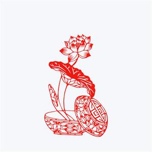 荷花剪纸成品廉政剪纸作品纯手工a刻纸中国风特色礼品手工艺品非