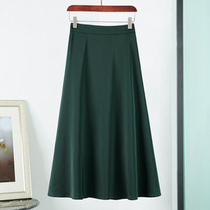 韩国绿色中长款半身裙春夏季新款大码遮肚子伞裙垂坠感大摆裙子女