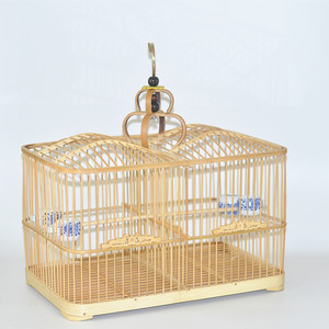 竹制鸟笼子 大号方笼 蜡嘴 贝子颠颏鸟笼竹鸟笼 手工制作排笼