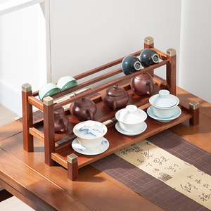 新中式茶叶架简约紫砂壶摆放架茶具茶壶置物架桌面多层茶杯沥水架