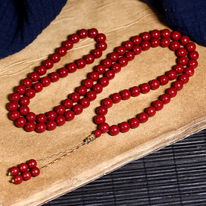 湘西朱砂108颗佛珠手链湖南印象张家界原矿紫金砂项链