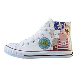 经典款爆改芝麻街kaws越狱兔印花男女款情侣鞋学生高帮帆布鞋