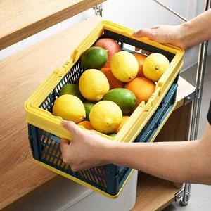 可折叠野餐篮 ins超市购物篮菜买菜篮子大号春游手提篮日式买菜蓝