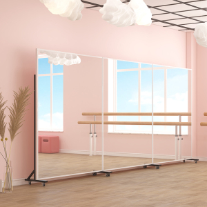 移动舞蹈镜子家用带轮子全身镜健身房镜瑜伽镜舞蹈房练功房穿衣镜