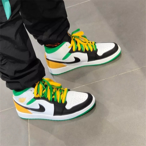 适配air jordan1 mid se白绿橙色绿色黄色鸳鸯无畏双色aj1鞋带